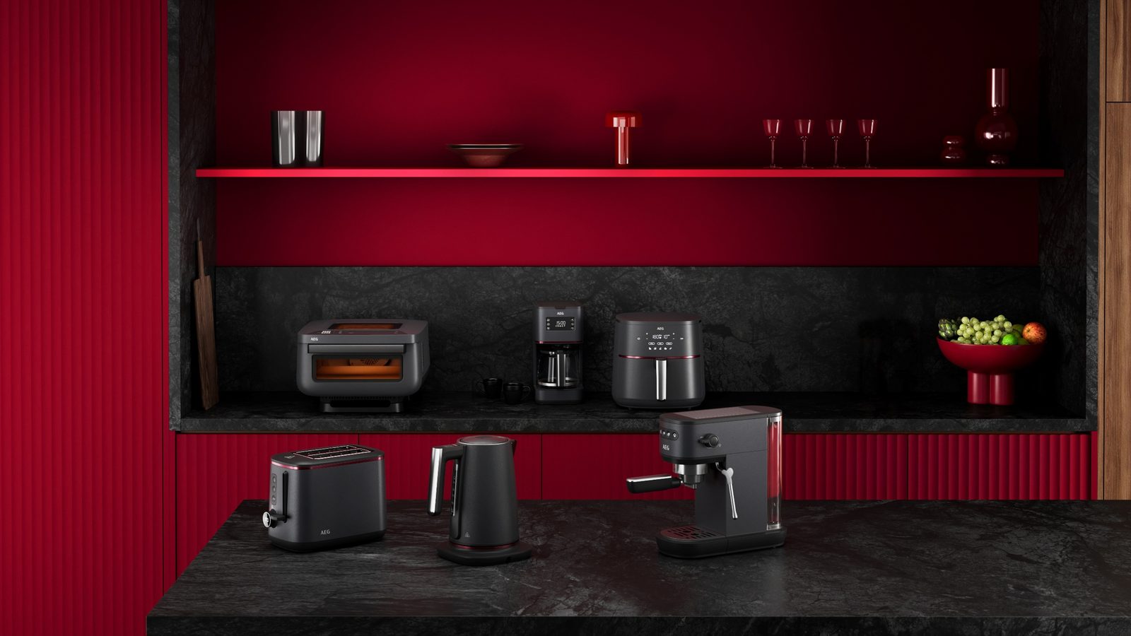 Linha AEG Design Collection com forno 3 em 1, cafeteira, air fryer, torradeira, chaleira e máquina de espresso