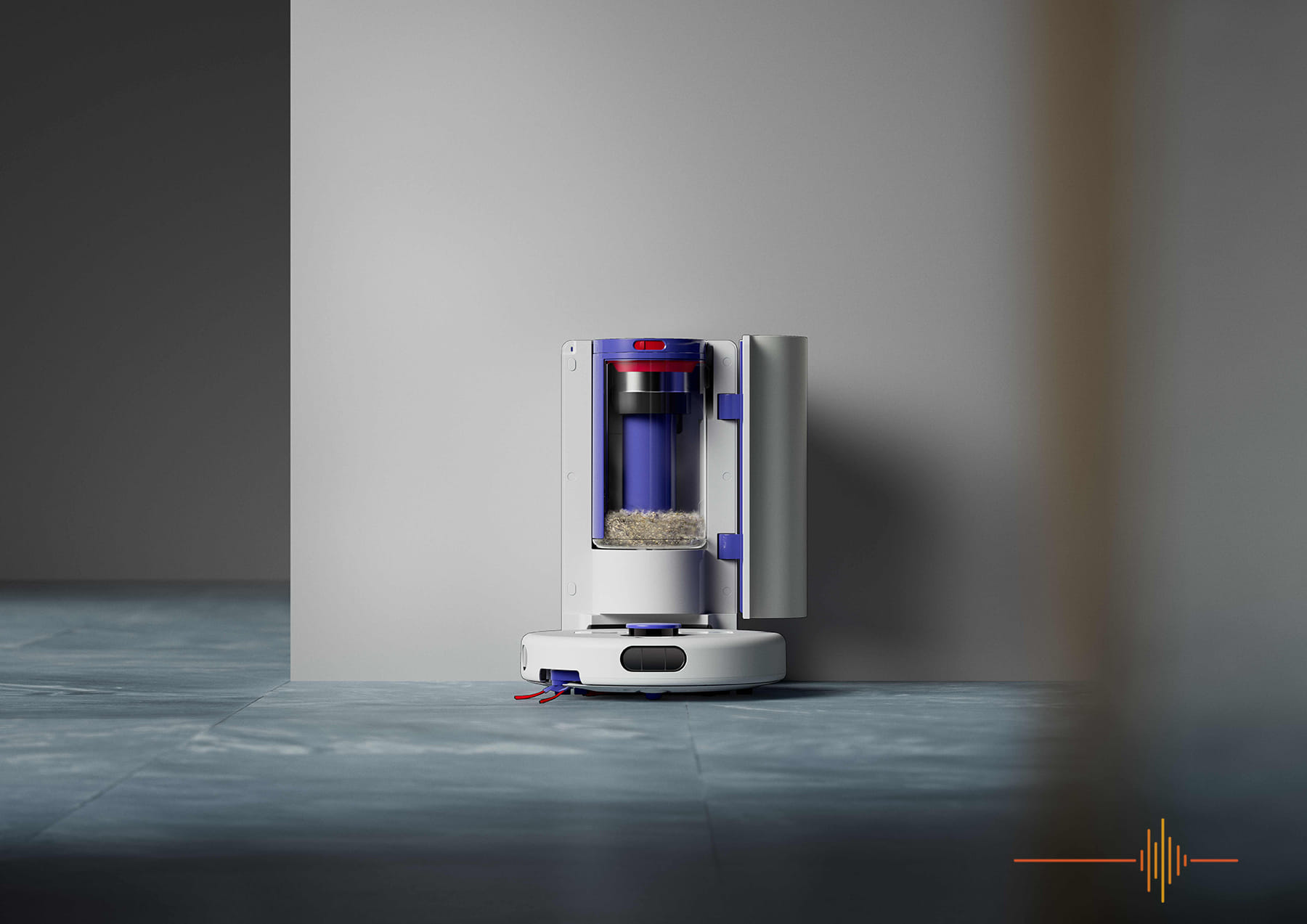 Robô aspirador Dyson R1 Nurovi Dry sobre a base de recarga