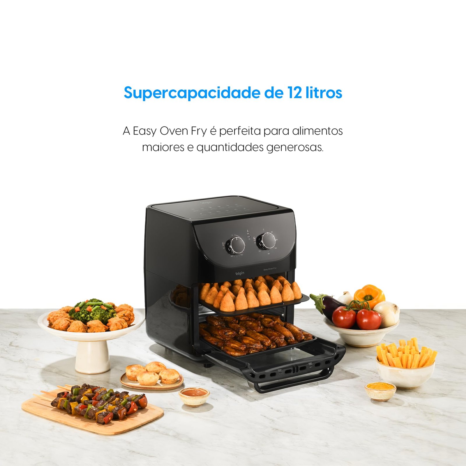 Elgin lança air fryer de 12L com porta removível e luz interna no Brasil