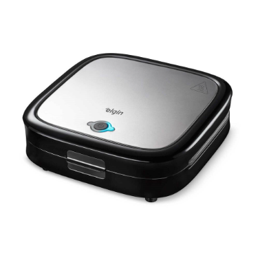 Sanduicheira Elgin Duo Time em inox e preto, fechada