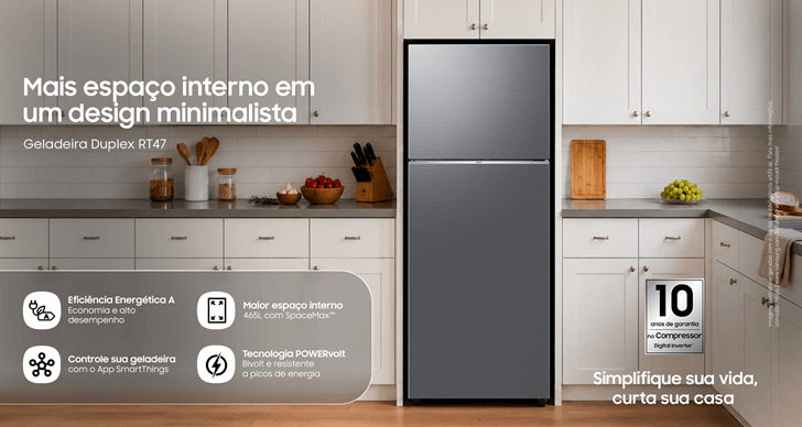 Samsung lança geladeiras Duplex RT42 e RT47 Evolution com IA, SmartThings e eficiência A
