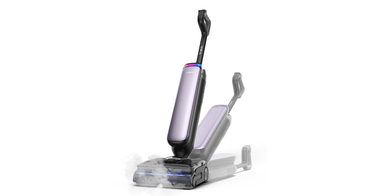 Lavadora de piso Tineco Floor One S9 Artist Boost Steam deitada em 180 graus para limpar embaixo de móveis