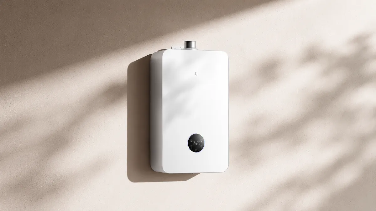 Painel e detalhes construtivos do aquecedor a gás Mijia Smart Gas Water Heater 2